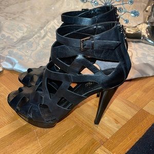 Guess black strappy stilettos, size 7